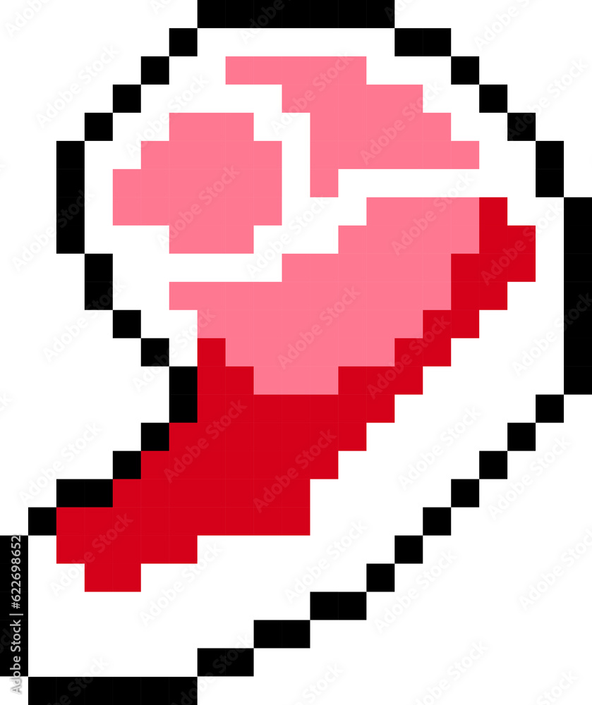 Steak slice cartoon icon in pixel style.