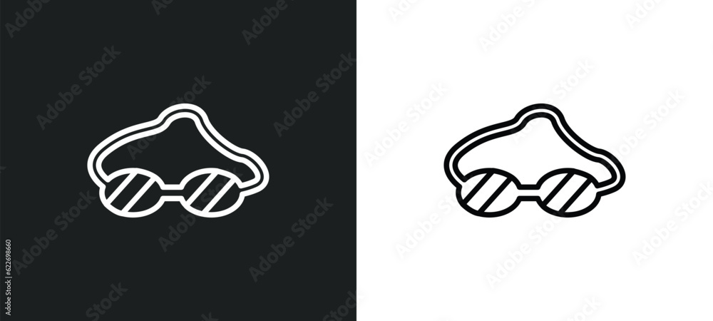 swin goggle outline icon in white and black colors. swin goggle flat vector icon from nautical collection for web, mobile apps and ui.