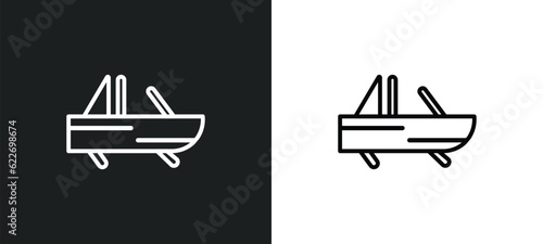roofless speed boat outline icon in white and black colors. roofless speed boat flat vector icon from nautical collection for web, mobile apps and ui.