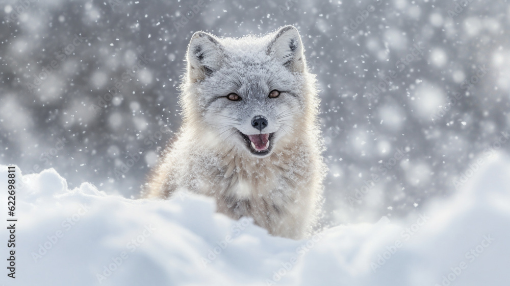 Obraz premium wolf in snow HD 8K wallpaper Stock Photographic Image