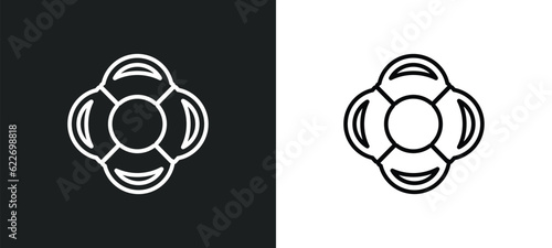 lifesaver outline icon in white and black colors. lifesaver flat vector icon from nautical collection for web, mobile apps and ui.