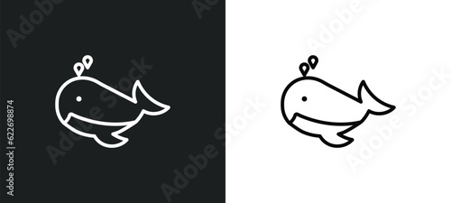 whale outline icon in white and black colors. whale flat vector icon from nautical collection for web, mobile apps and ui.
