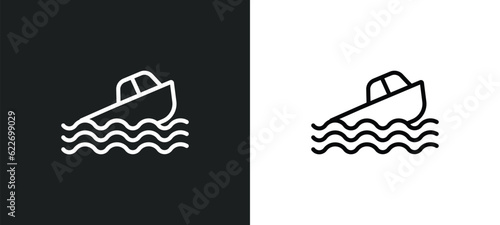 capsizing outline icon in white and black colors. capsizing flat vector icon from nautical collection for web, mobile apps and ui.