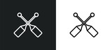 oars outline icon in white and black colors. oars flat vector icon from nautical collection for web, mobile apps and ui.