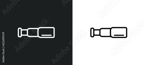 nautical monocular outline icon in white and black colors. nautical monocular flat vector icon from nautical collection for web, mobile apps and ui.