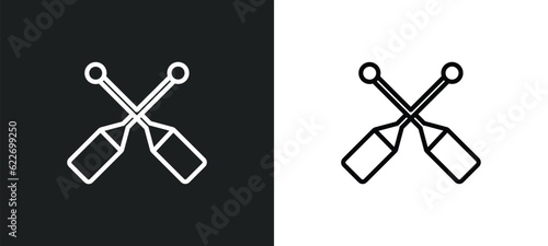 oars outline icon in white and black colors. oars flat vector icon from nautical collection for web, mobile apps and ui.