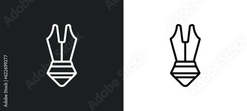 lady swimwear outline icon in white and black colors. lady swimwear flat vector icon from nautical collection for web, mobile apps and ui.