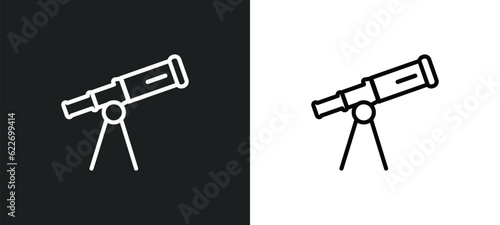 boat telescope outline icon in white and black colors. boat telescope flat vector icon from nautical collection for web, mobile apps and ui.
