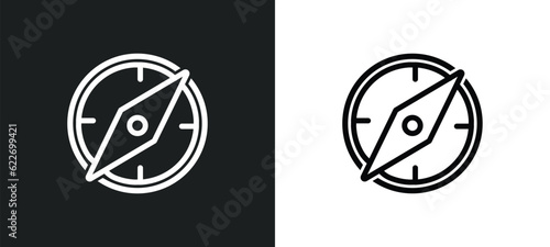 big compass outline icon in white and black colors. big compass flat vector icon from nautical collection for web, mobile apps and ui.