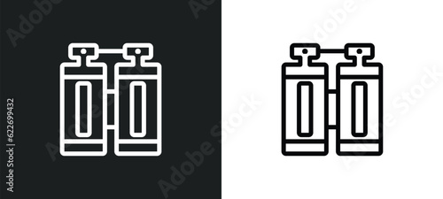 aqualung outline icon in white and black colors. aqualung flat vector icon from nautical collection for web, mobile apps and ui.