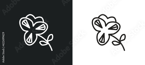 pansy outline icon in white and black colors. pansy flat vector icon from nature collection for web, mobile apps and ui.