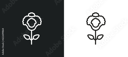 carnation outline icon in white and black colors. carnation flat vector icon from nature collection for web, mobile apps and ui.