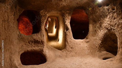 Derinkuyu underground cave city in Cappadocia, Turkey photo