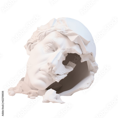 Antique classic greek sculpture head isolated on white background. Generative AI