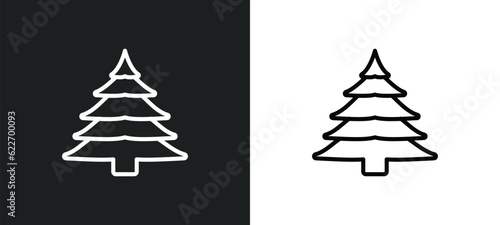 balsam fir tree outline icon in white and black colors. balsam fir tree flat vector icon from nature collection for web, mobile apps and ui.
