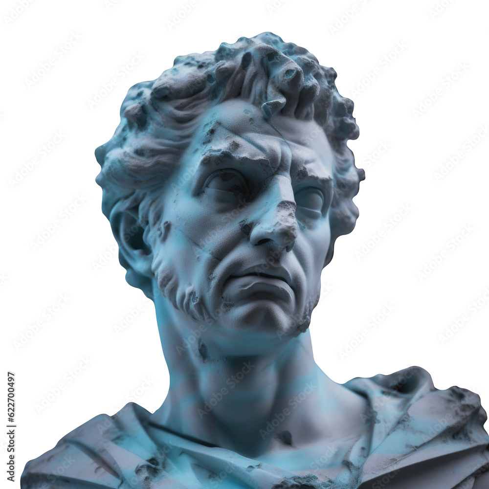 Antique classic greek sculpture head isolated on white background. Generative AI