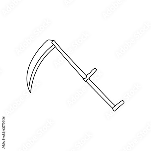 A hand drawn doodle icon of garden scythe vector