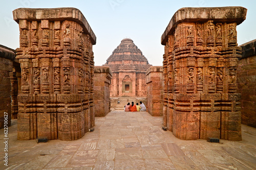 View of Ancient Sun temple at blue hour, Konark, Odisha, India. photo