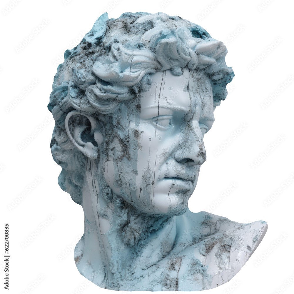 Antique classic greek sculpture head isolated on white background. Generative AI