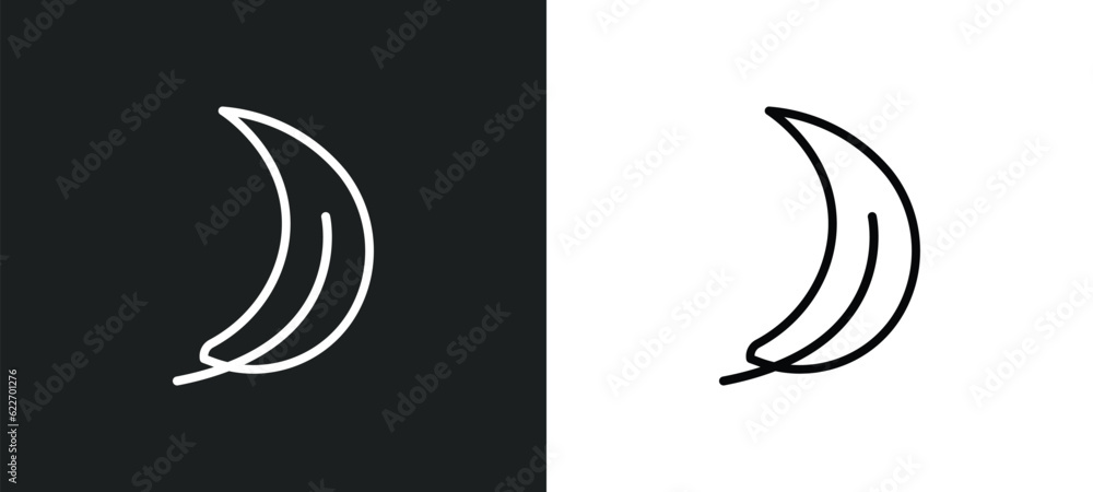 Fototapeta premium falcate outline icon in white and black colors. falcate flat vector icon from nature collection for web, mobile apps and ui.