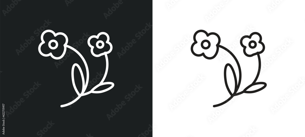 wallflower outline icon in white and black colors. wallflower flat vector icon from nature collection for web, mobile apps and ui.
