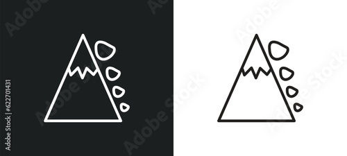 snowslide outline icon in white and black colors. snowslide flat vector icon from nature collection for web, mobile apps and ui. photo