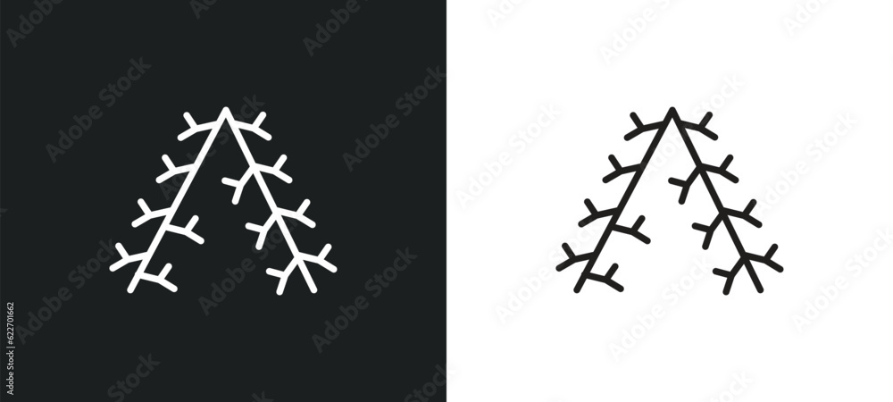 larch outline icon in white and black colors. larch flat vector icon from nature collection for web, mobile apps and ui.