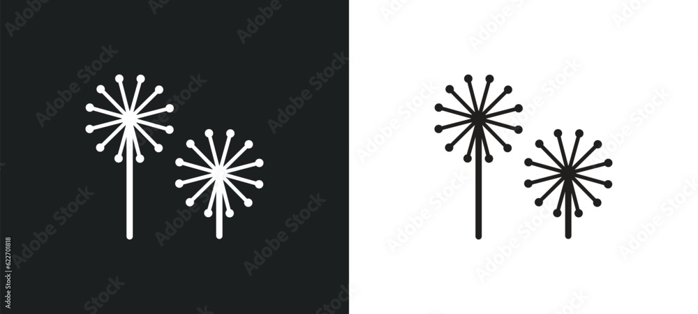 dandelion outline icon in white and black colors. dandelion flat vector icon from nature collection for web, mobile apps and ui.