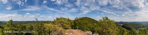 View from Top of the R  merflesen Rock Formation in Dahner Felsenland  Rhineland-Palatinate  Germany  Europe