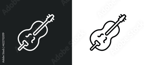 double bass outline icon in white and black colors. double bass flat vector icon from music collection for web, mobile apps and ui.