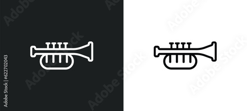 cornet outline icon in white and black colors. cornet flat vector icon from music collection for web, mobile apps and ui.