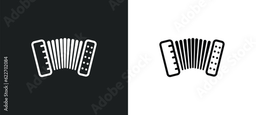 accordion outline icon in white and black colors. accordion flat vector icon from music collection for web, mobile apps and ui.