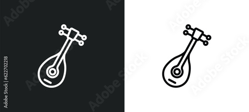 mandolin outline icon in white and black colors. mandolin flat vector icon from music collection for web, mobile apps and ui.