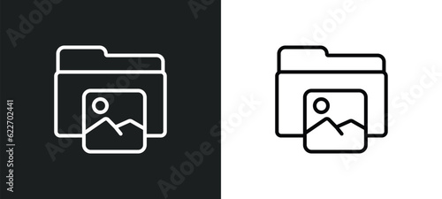 image archive outline icon in white and black colors. image archive flat vector icon from music and media collection for web, mobile apps and ui.