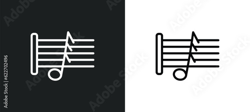 demisemiquaver outline icon in white and black colors. demisemiquaver flat vector icon from music and media collection for web, mobile apps and ui. photo