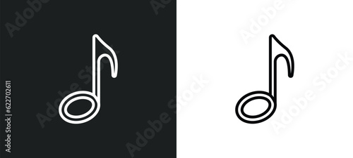 Obraz na plátně eighth note outline icon in white and black colors