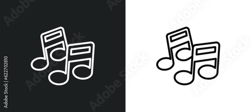 music note black outline icon in white and black colors. music note black flat vector icon from music collection for web, mobile apps and ui.