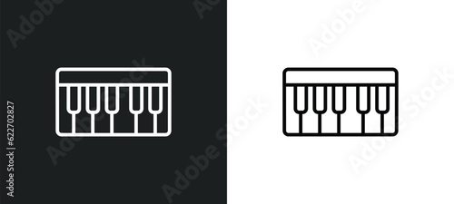 seven piano keys outline icon in white and black colors. seven piano keys flat vector icon from music collection for web, mobile apps and ui.