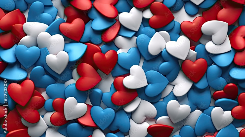 red blue and white 3d hearts background