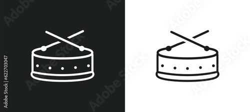 snare drum outline icon in white and black colors. snare drum flat vector icon from music collection for web, mobile apps and ui.