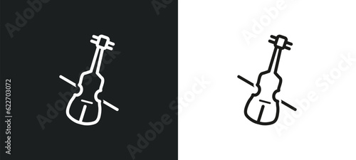 double bass outline icon in white and black colors. double bass flat vector icon from music collection for web, mobile apps and ui.