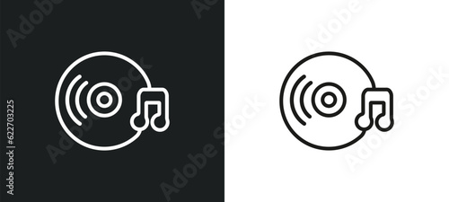 disc outline icon in white and black colors. disc flat vector icon from music collection for web, mobile apps and ui.