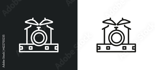 drum outline icon in white and black colors. drum flat vector icon from music collection for web, mobile apps and ui.