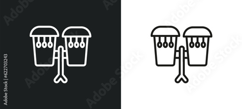 bongo outline icon in white and black colors. bongo flat vector icon from music collection for web, mobile apps and ui.