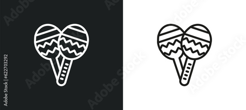 maraca outline icon in white and black colors. maraca flat vector icon from music collection for web, mobile apps and ui.