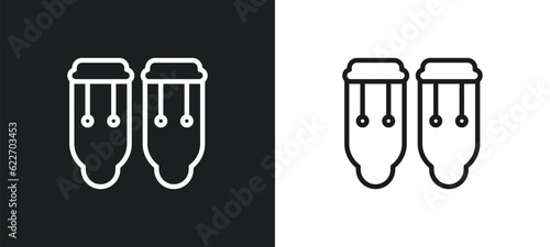conga outline icon in white and black colors. conga flat vector icon from music collection for web, mobile apps and ui.