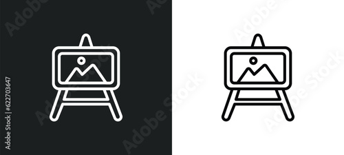 museum canvas outline icon in white and black colors. museum canvas flat vector icon from museum collection for web, mobile apps and ui.