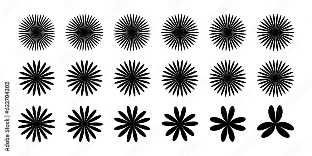 Set of geometric petal flower icon logo design - obrazy, fototapety, plakaty 