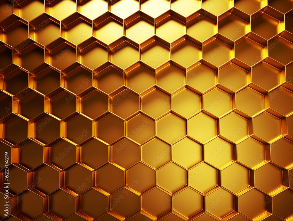 Gold honeycombs for background texture abstraction pattern. Generative AI Gold honeycombs for background texture abstraction pattern. Generative AI
