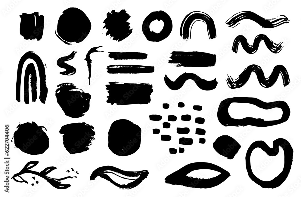 Vector Collection Ink Design Elements. Dry Brush Marks, Splashes and Textures. Set of Artistic Black Paint Hand Made Creative Background. Vector Collection Ink Design Elements. Dry Brush Marks, Splashes and Textures. Set of Artistic Black Paint Hand Made Creative Background.
